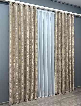Комплект готових штор VR-Textil Жакард Sultan XO № 1143ш Капучино 200х290 см 2 шт (32-353) Київ