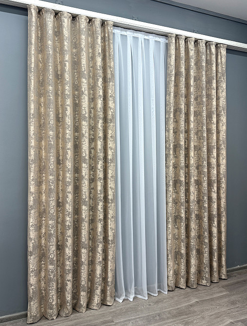 Комплект готових штор VR-Textil Жакард Sultan XO № 1143ш Капучино 200х290 см 2 шт (32-353) Київ - фото 4