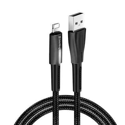 Дата кабель USB 2.0 AM to Lightning 1.0m zinc alloy + led black ColorWay (CW-CBUL035-BK) Винница