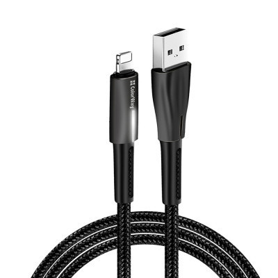 Дата кабель USB 2.0 AM to Lightning 1.0m zinc alloy + led black ColorWay (CW-CBUL035-BK) Винница - изображение 2