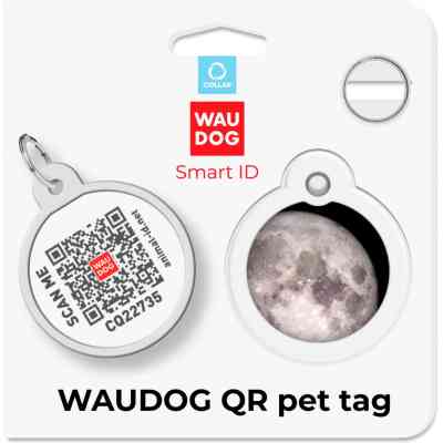 Адресник для животных WAUDOG Smart ID с QR паспортом "Месяц", круг 30 мм (230-4030) Винница