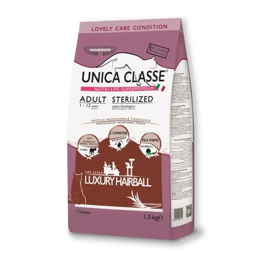 Сухий корм для котів Gheda Unica Classe Adult Sterilized Hairball Dry корм для стерелізованих котів з ягням, 1.5 кг Вінниця - фото 1