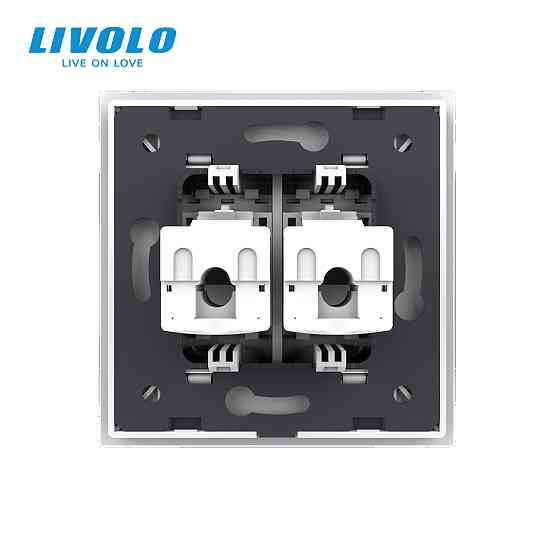 Розетка комп'ютерна подвійна RJ-45 Livolo білий скло (VL-C792C-11) Коломыя