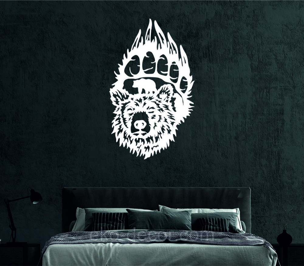 Настінне Панно «Ведмідь», Декор на стіну 70*42 см, Білий Київ - фото 4