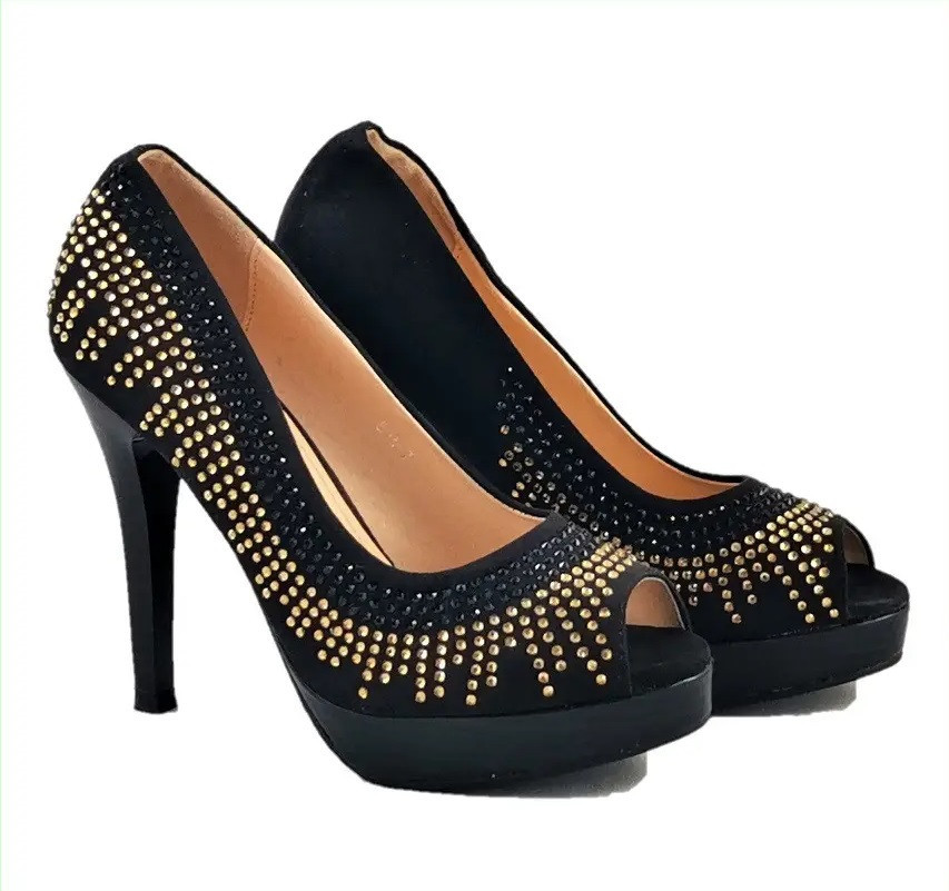 Жіночі Чорні Туфлі на Каблуці Шпильке Замшеві Модельні (розміри: 36,37,38,39,40,41) — 35-7 Дніпро - фото 1