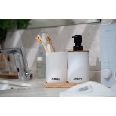 Набор для ванной комнаты Ardesto Minimalism 3 предмета Белый 360 мл (ARHB3110WB) Винница - изображение 5
