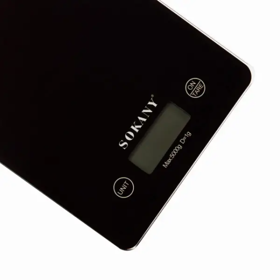 Ваги для кухні Sokany до 5 кг електронні на батарейках Чорні Lugi SK-19027B Київ
