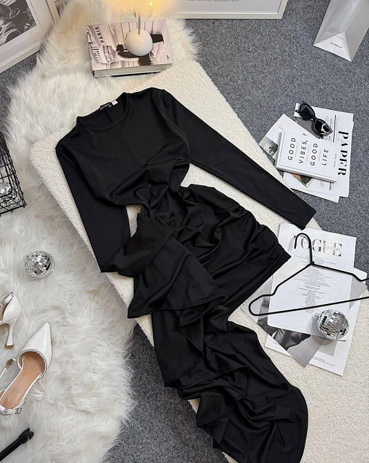 Жіноча святкова сукня міні зі шлейфом мікродайвінг Чорний, 46/48 Одеса - фото 4