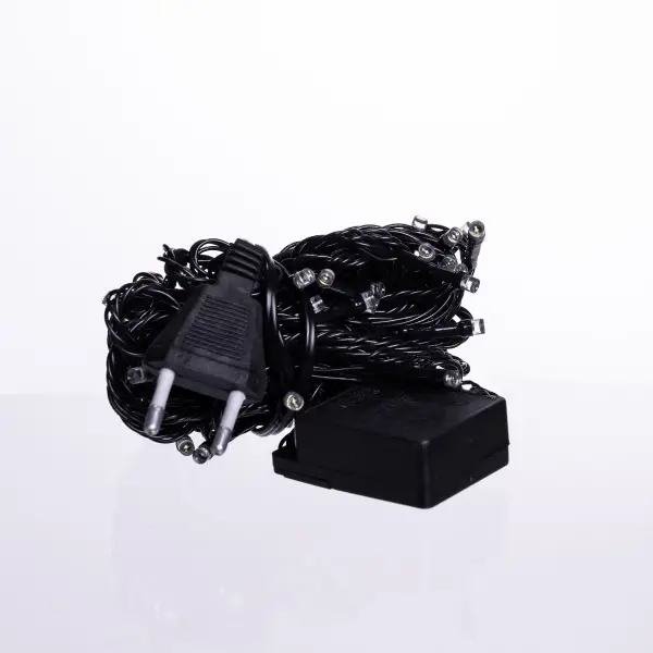 Новорічна кімнатна гірлянда нитка 6 м 50 LED чорний провід Білий W50LED6MBW Київ - фото 3