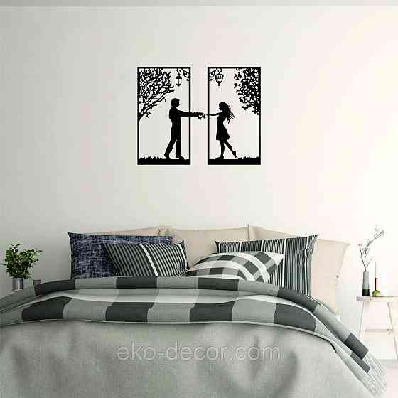 Декоративное настенное Панно «Девушка и парень» Декор на стену 90*71 см, Черный Киев