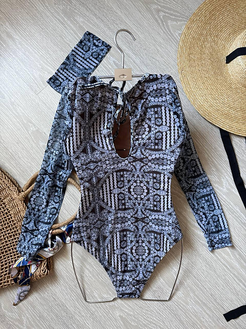 Закритий жіночий купальник із захистом від сонця Синій, L Харків - фото 3