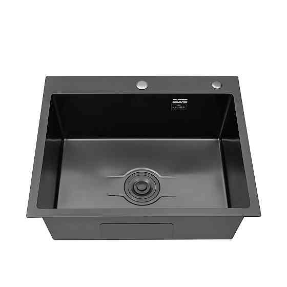 Кухонная мойка с нержавеющей стали Kroner KRP Derby - 60х50 HM PVD (2,5/0,5) черная Киев