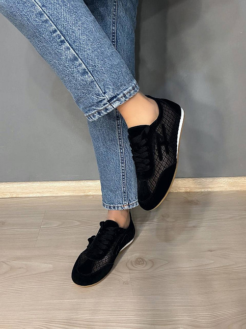 Кросівки жіночі Meideli 880-8 замшеві з сіткою снікерси чорні, 40, 25 см Київ - фото 5