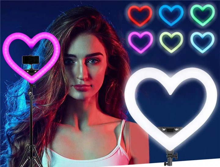 Кольцевая РГБ лампа MJ26 в форме сердца LED RGB 26 см Киев - изображение 8