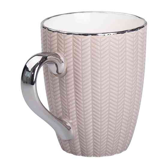 Liling Rongxiang Ceramic Чашка порцелянова 400 (мл) з сріблястим обідком та ручкою для чаю, кав Київ