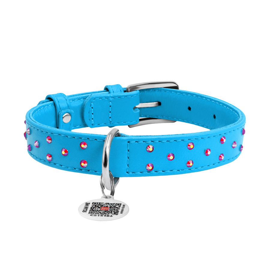 Нашийник для собак шкіряний WAUDOG Glamour з QR паспортом, з клейовими стразами, Ш 20 мм, Дов 3 Коломия - фото 4