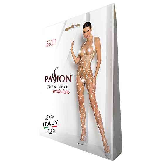 Бодістокінг у дуже велику сітку Passion BS091 white, з доступом Sex Aura Київ