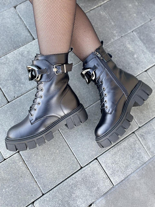 Miralux Черевики жіночі MiraLux чорні шкіра натуральна зима высота 17 см (4887) Коломия - фото 2