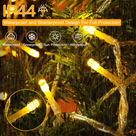 Вулична LED-гірлянда Ollny 40 м 400 LED, теплий білий, пульт, таймер, 8 режимів, IP44, 31 В Київ