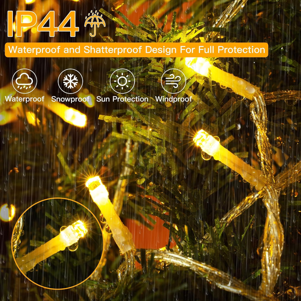 Уличная LED-гирлянда Ollny 40 м 400 LED, теплый белый, пульт, таймер, 8 режимов, IP44, 31 В Киев - изображение 5
