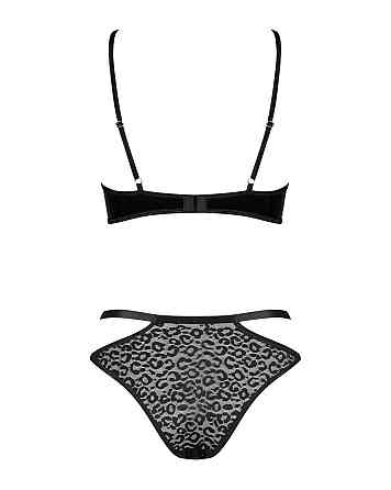 Эротический комплект под латекс со стрепами Obsessive Bagirela 2-pcs set S/M, черный, под леопард, б Sex Aura Киев