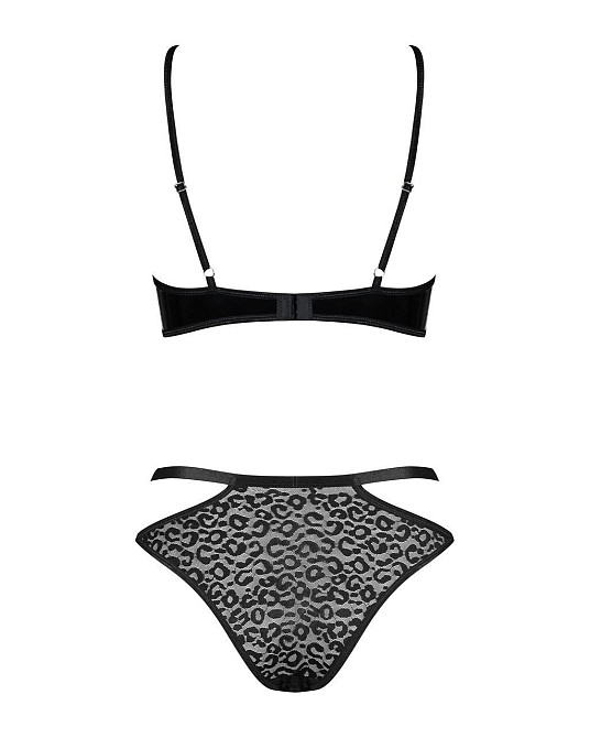 Эротический комплект под латекс со стрепами Obsessive Bagirela 2-pcs set S/M, черный, под леопард, б Sex Aura Киев - изображение 6