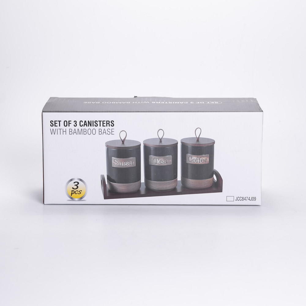 Yiwu Набір порцелянових банок для сипучих 3 шт по 800 мл з кришками Бежевий HP-26-1BE Коломия - фото 7