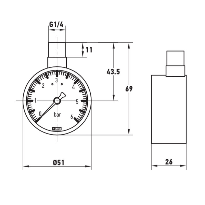 Манометр радіальний KOER KM.630R 1/4''    ( KR4762 ) 30937 Харків - фото 2