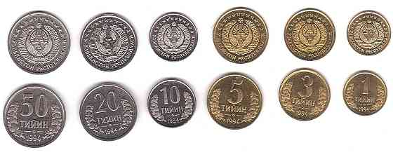 Набір 1, 3, 5, 10, 20, 50 тиїн, 1994, Узбекистан Полтава