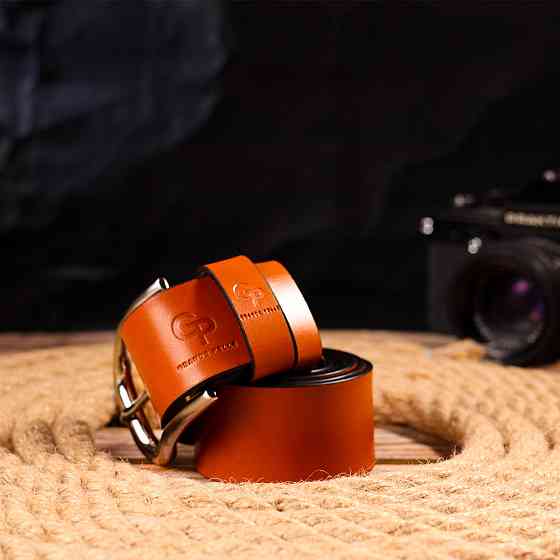 Якісний ремінь для чоловіків з натуральної шкіри Grande Pelle 21472 Рудий Київ