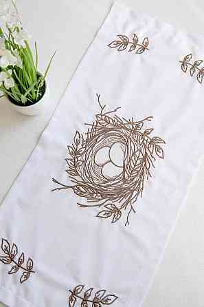 Рушник Великодній, білий лляний з вишивкою Київ