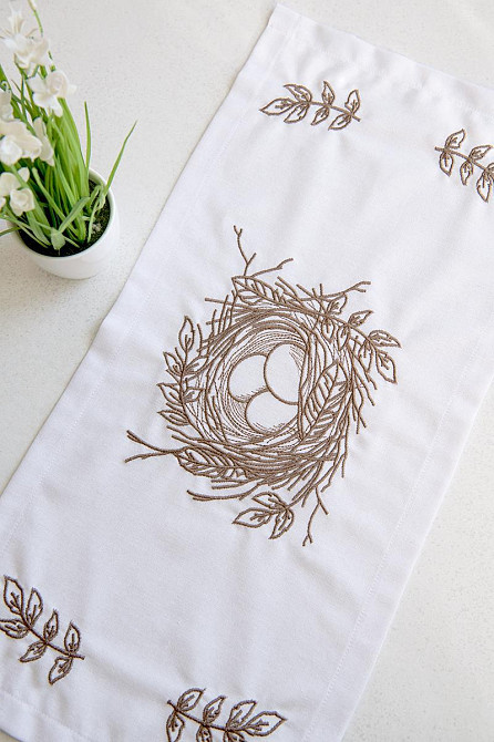Рушник Великодній, білий лляний з вишивкою Київ - фото 1