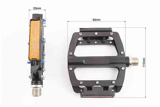 Педалі MTB широкі 9/16" (101x98x16mm) зі знімними шипами, 2 пром-підшипники (6*13*5), алюмінієві, чорні NWL-506B Киев