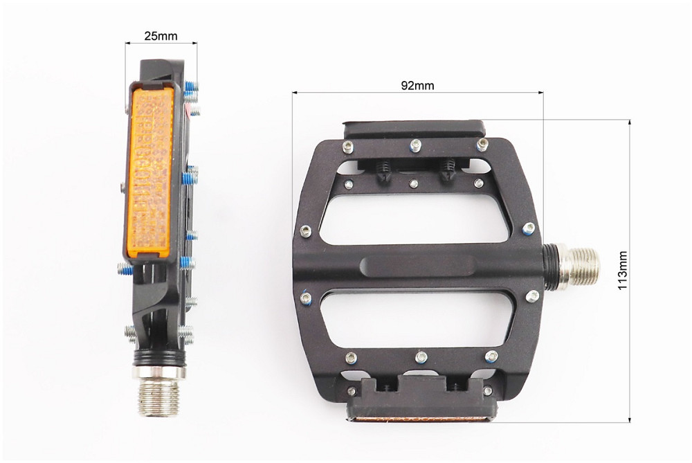 Педалі MTB широкі 9/16" (101x98x16mm) зі знімними шипами, 2 пром-підшипники (6*13*5), алюмінієві, чорні NWL-506B Киев - изображение 2