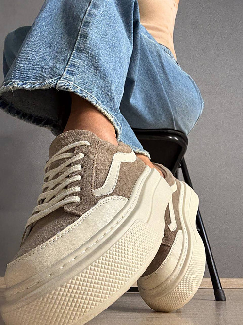 Кеды женские Hengji 707-8 замшевые на высокой платформе бежевые, 37, 24 см Киев - изображение 17