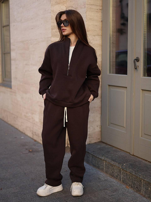 Жіночий теплий повсякденний костюм вільного крою турецька тринитка на флісі Одеса - фото 8