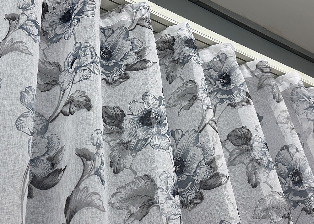 Тюль VR-Textil 1543т Flora Батист Білий з сіро-синім 300х265 см (42-1122) Київ - фото 8