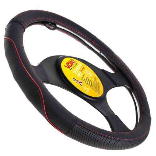 Чохол на кермо VLOD-L282 чорний-червоний S з перфорованої шкіри Харків