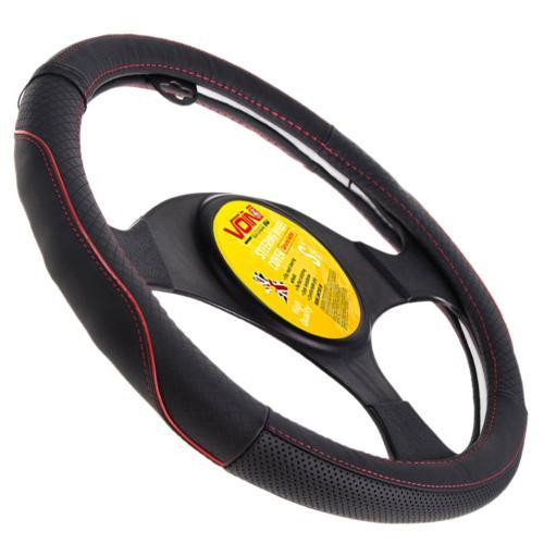 Чохол на кермо VLOD-L282 чорний-червоний S з перфорованої шкіри Харків - фото 5