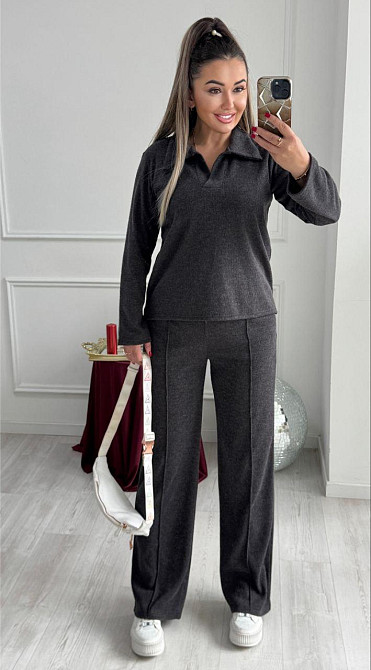 Женский базовый вязаный костюм двойка из ангоры Графит, 42/44 Одесса - изображение 7