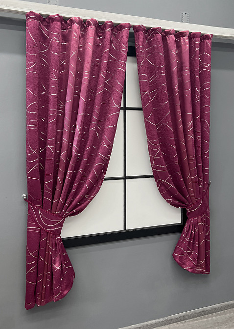 Комплект коротких штор VR-Textil Софт Лиана № 459ш Малиновый 130х170 см 2 шт (35-0429) Киев - изображение 2