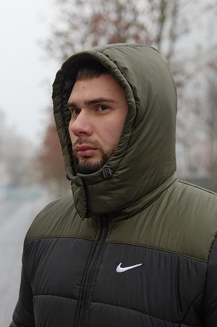 Зимова куртка чоловіча пух з підкладом на флісі коротка Frost хакі-чорна 2XL Одеса - фото 5