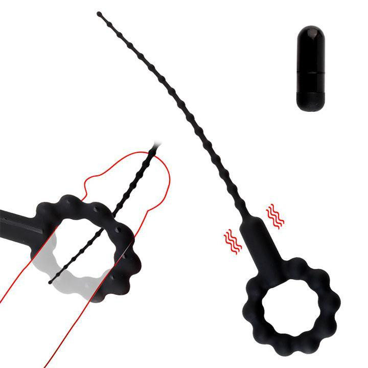 Ерекційне кільце з уретральним катетером і вібрацією - Чорний Вінниця - фото 8