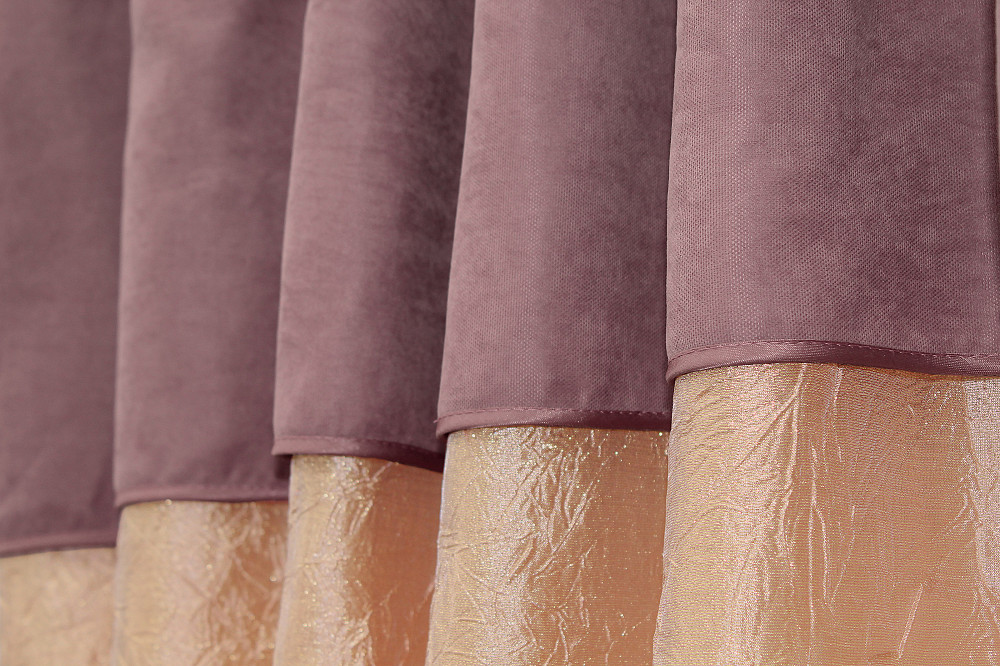 Кухонні штори VR-Textil № 073к з ламбрекеном і підхватами персиковий з пудровим 285х170 см (52-0148) Київ - фото 4