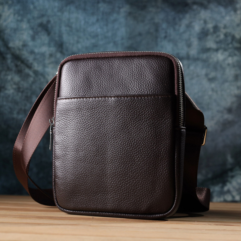 Мужская вертикальная сумка из натуральной кожи Vintage 22863 Коричневый Киев - изображение 9