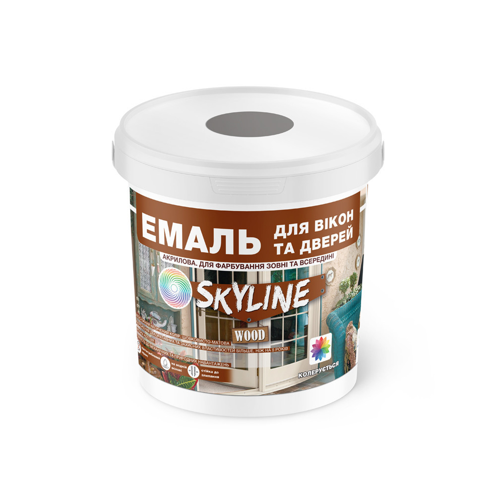 Акрилова емаль для вікон та дверей SkyLine Wood без запаху, з протигрибковим ефектом, сіра, 0.4 л Харків - фото 9