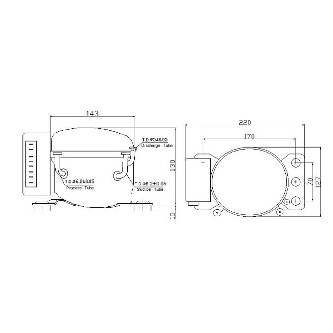 Компрессор для автохолодильника 12/24 Вольт Anuodan ZH35G (R-134a, DC12V, DC24V) Дніпро - фото 7