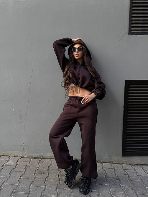 Утепленный женский костюм двойка в спортивном стиле трехнитка на флисе Одесса - изображение 7