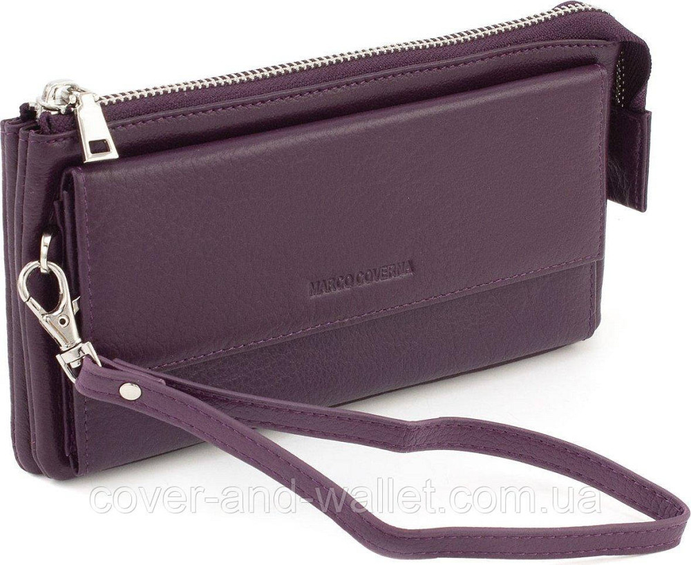 Великий жіночий гаманець на змійці та магнітах фіолетового кольору Marco Coverna MC 6052-11 Київ - фото 1