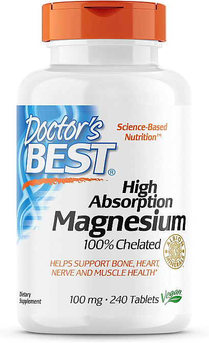 Магній хелат Doctor's Best High Absorption Magnesium 100% Chelated 100 mg 240 Tablets Луцьк - фото 1